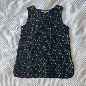 Black & White Polka Dot Silky Shell Tank Top, LOFT, XSP
